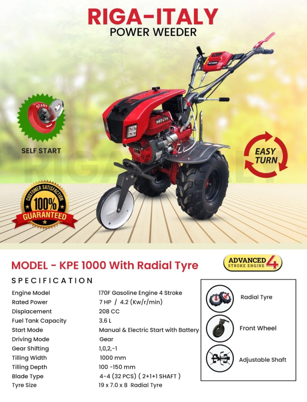 Riga-Italy KPE 1000 Power Weeder